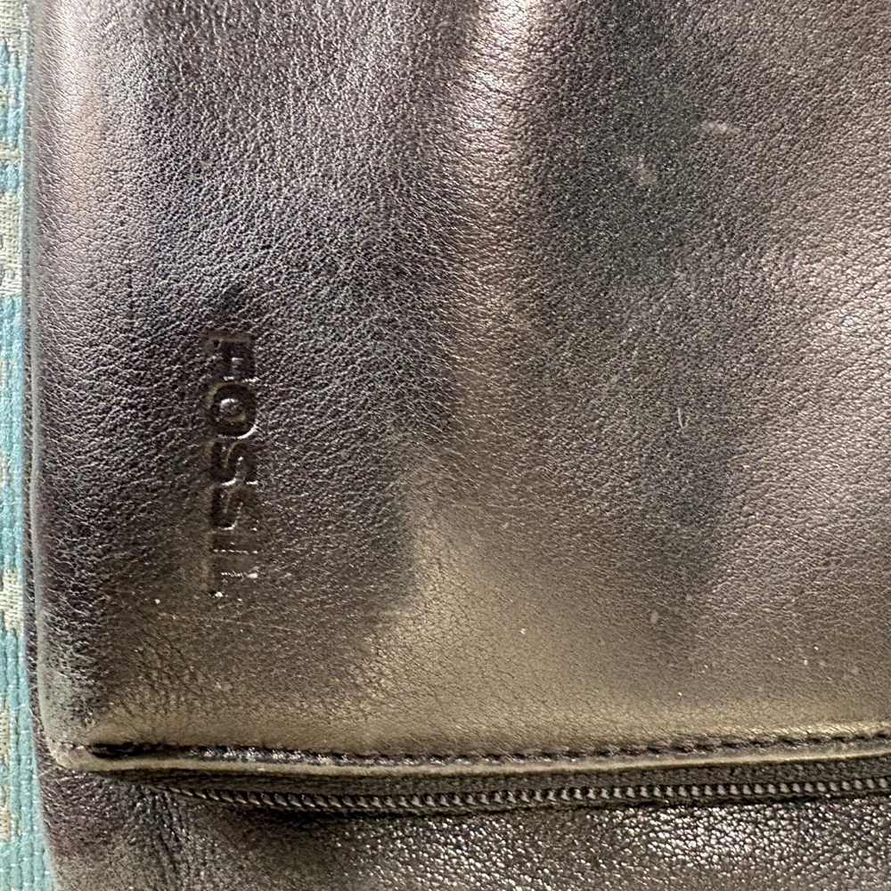 VTG Fossil Black Leather Crossbody Bag One Size - Picture 4 of 7